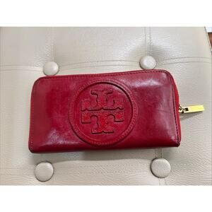 Vintage Tory Burch Red Leather Zip Wallet